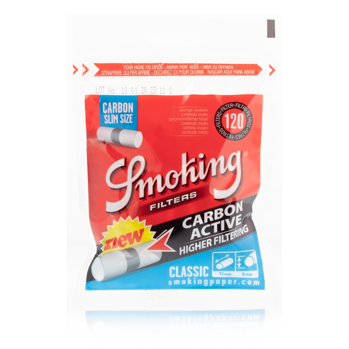 Smoking Slim Filter Classic Aktivkohle- 6mm