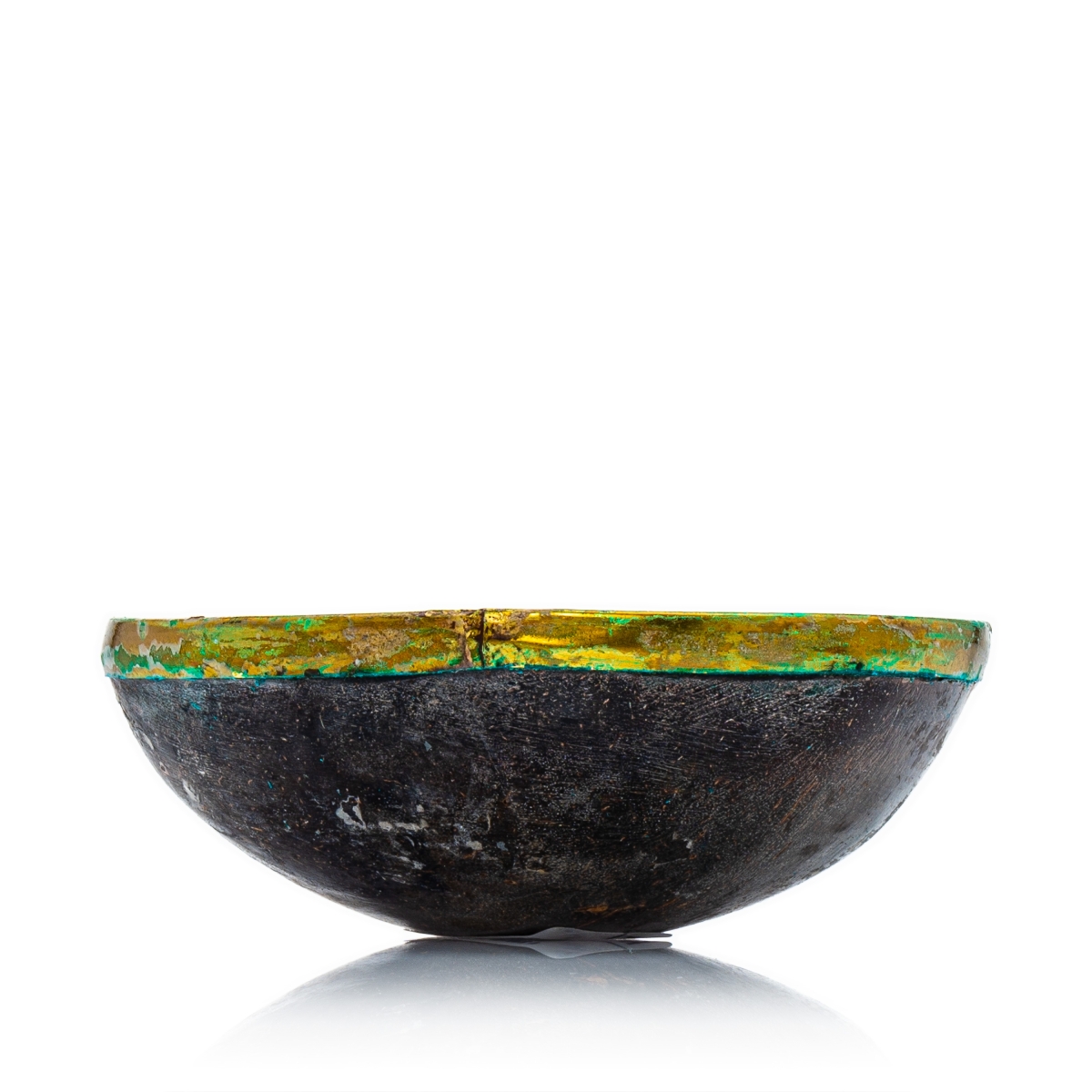 Bröselschale Kokos mit Messingrand D: ca. 80-90mm