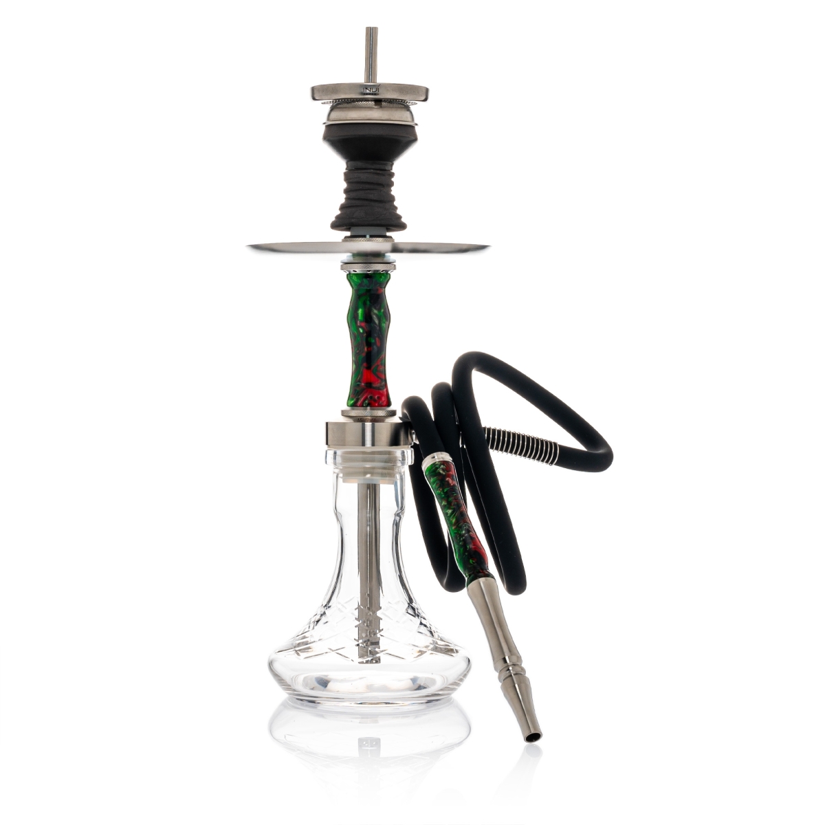 INVI - Vertex Handcut Edelstahl Shisha - Grün / Rot