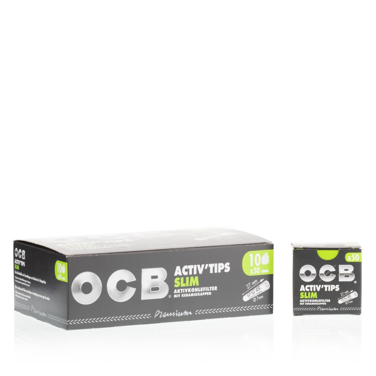 OCB Filter Slim Activ Tips Aktivkohle 7mm Box 10 x 50 Stk.
