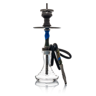 INVI - Vertex Handcut Edelstahl Shisha - Gun Metal Wood Edition - Blau / Grün
