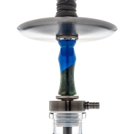 INVI - Vertex Handcut Edelstahl Shisha - Gun Metal Wood Edition - Blau / Grün