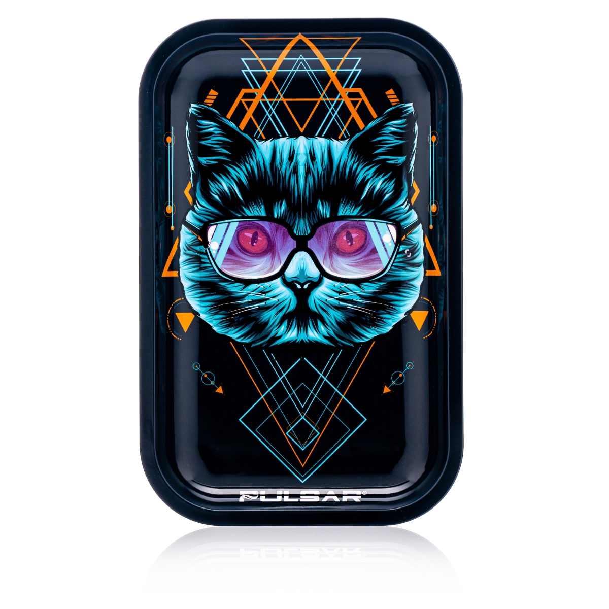Pulsar - Metal Rolling Tray - 28 x 18 - Sacred Cat Geometry Glow