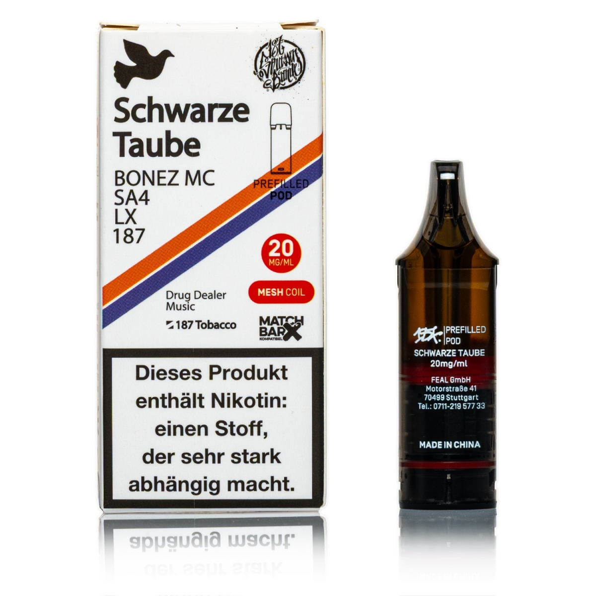 187 - Schwarze Taube - 2ml Pod / 20mg / 1 Stück