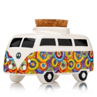 Vintage Hippie Bus - Groovy Circles - Keramik mit Kork Deckel