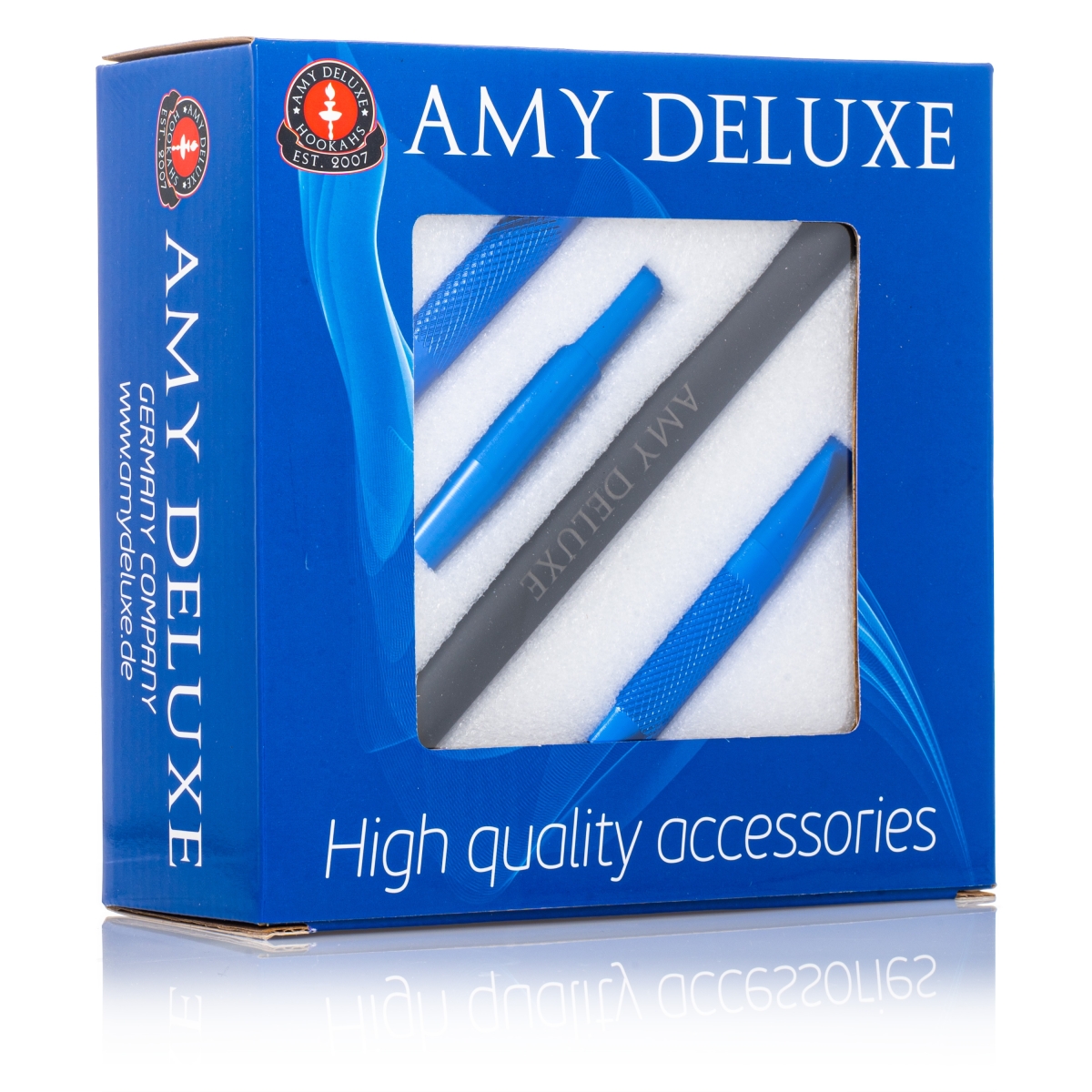 Amy Deluxe Alu-Mundstück mit Silikonschlauch box blau