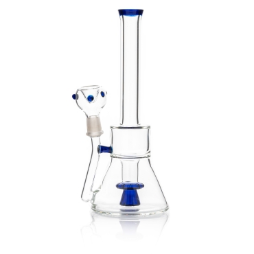 Glasbong Duschkopfperkolator blau H 250mm D:100/25mm NS 14F WS 3.5mm