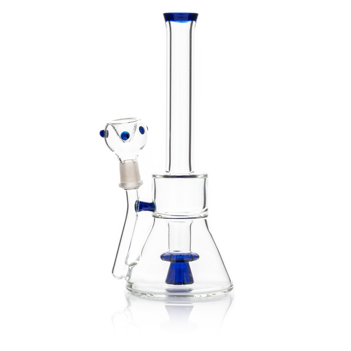 Glasbong Duschkopfperkolator blau H 250mm D:100/25mm NS 14F WS 3.5mm