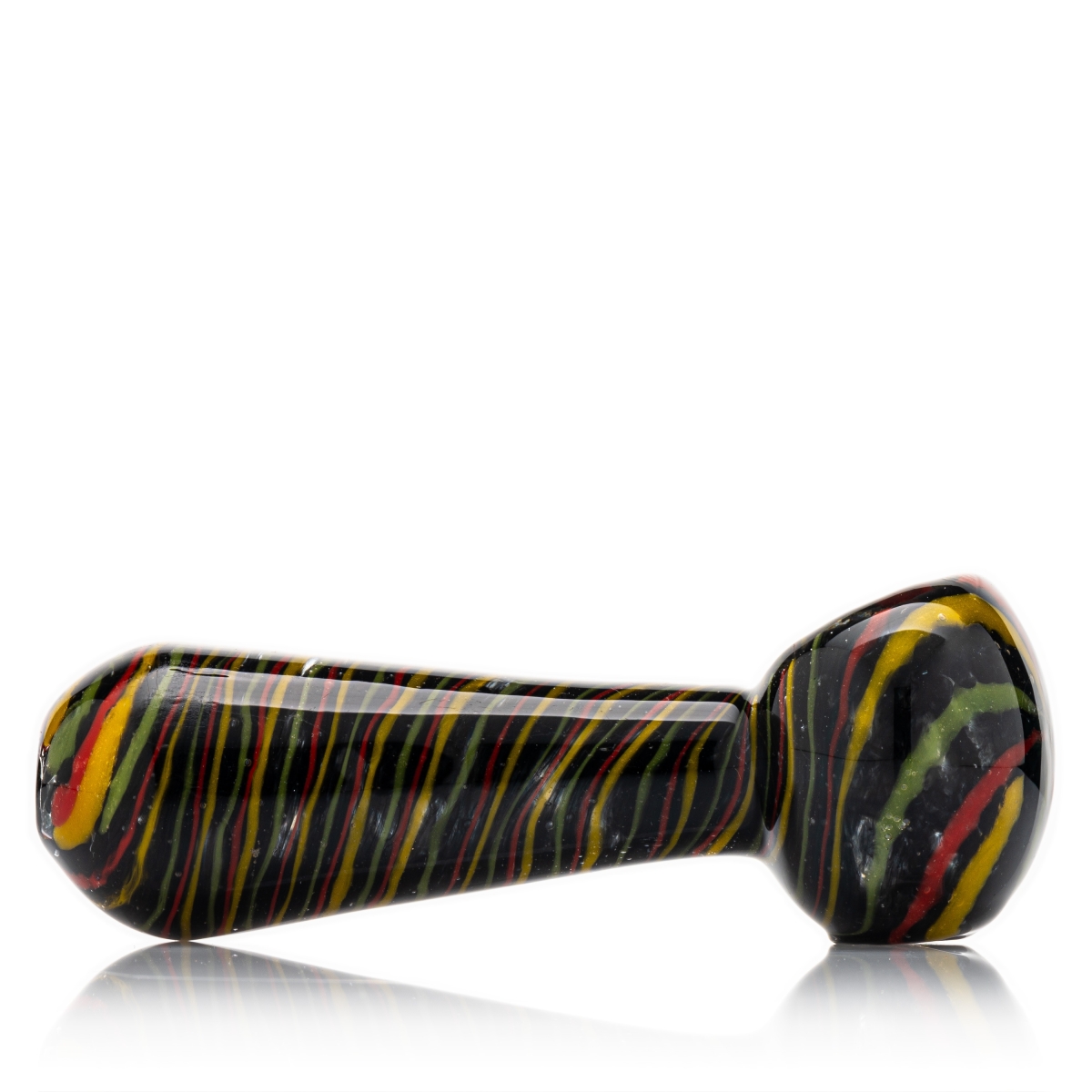 Spoon Pfeife Glas mit Rasta Streifen - 10cm