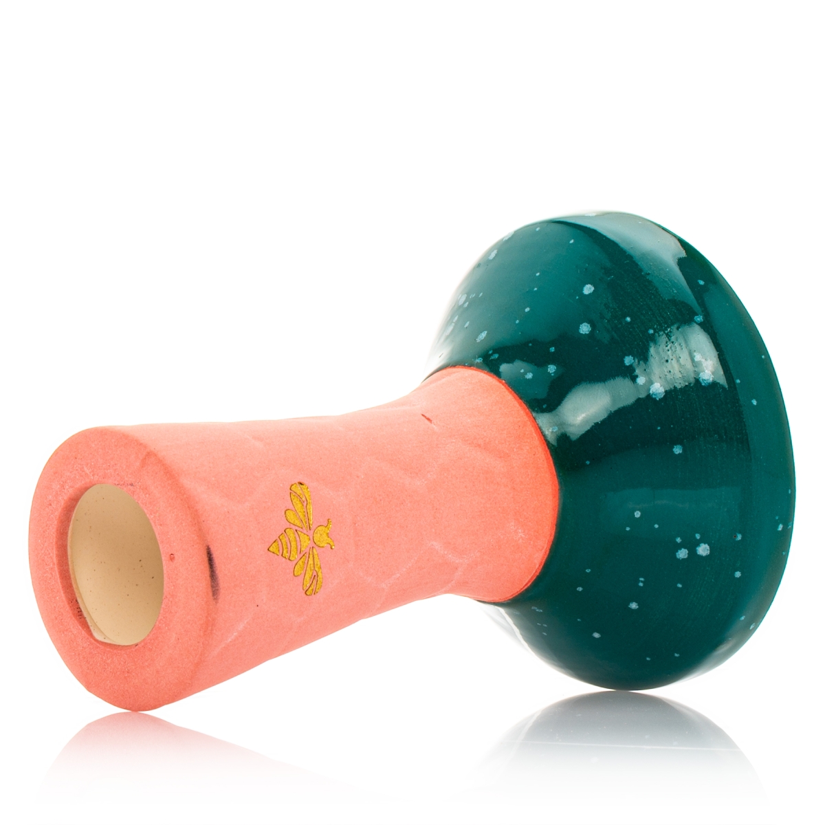 Bee Hookah Phunnel Pink - Half Glazed Dark Green White