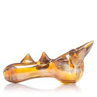 Handpfeife Glas mit Zacken (goldbedampft)