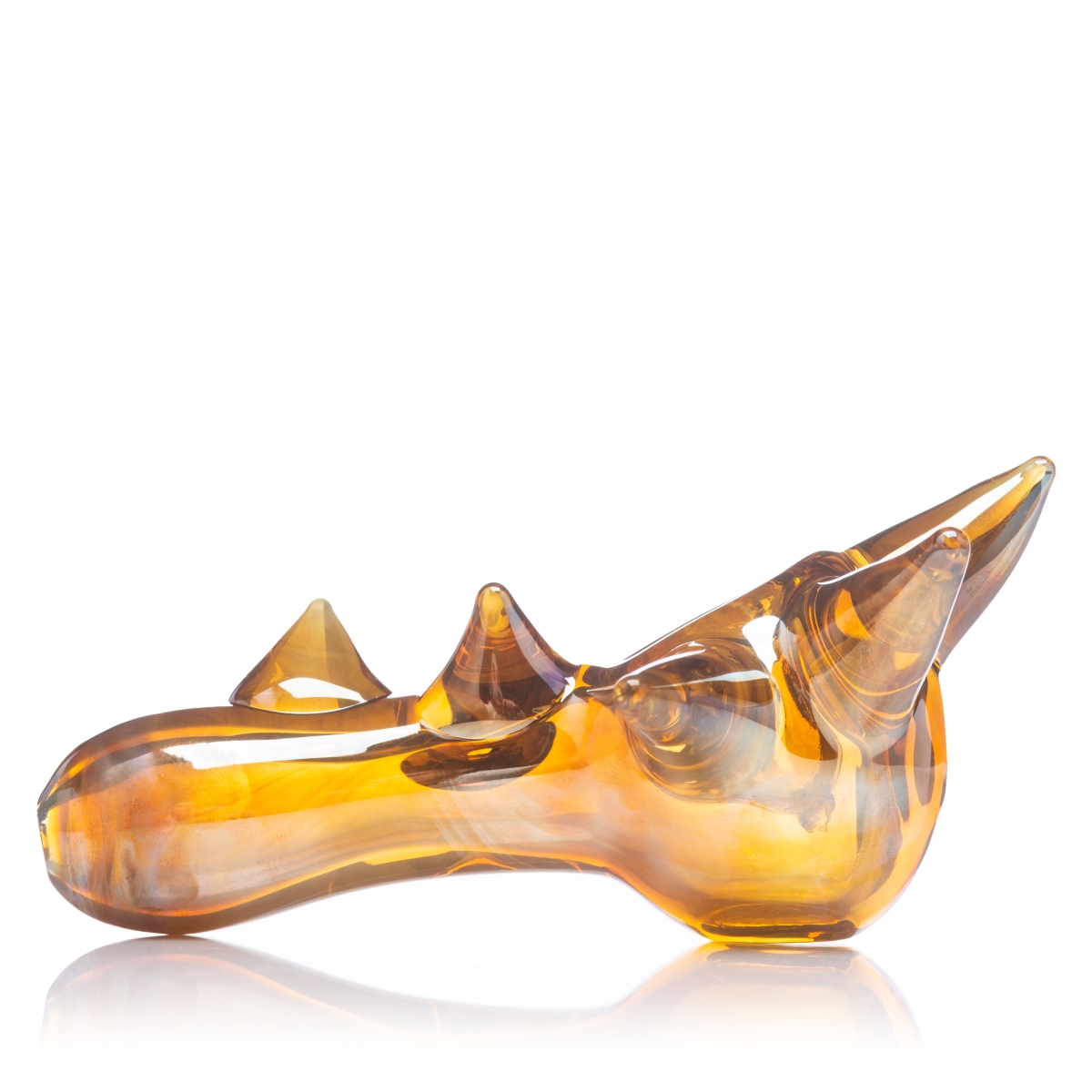 Handpfeife Glas mit Zacken (goldbedampft)