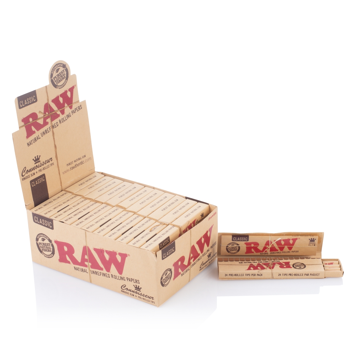 RAW Connoisseur King Size Slim + prerolled Tips Box