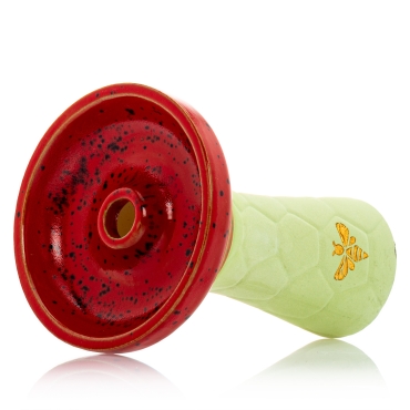 Bee Hookah Phunnel Green - Half Glazed Red Black