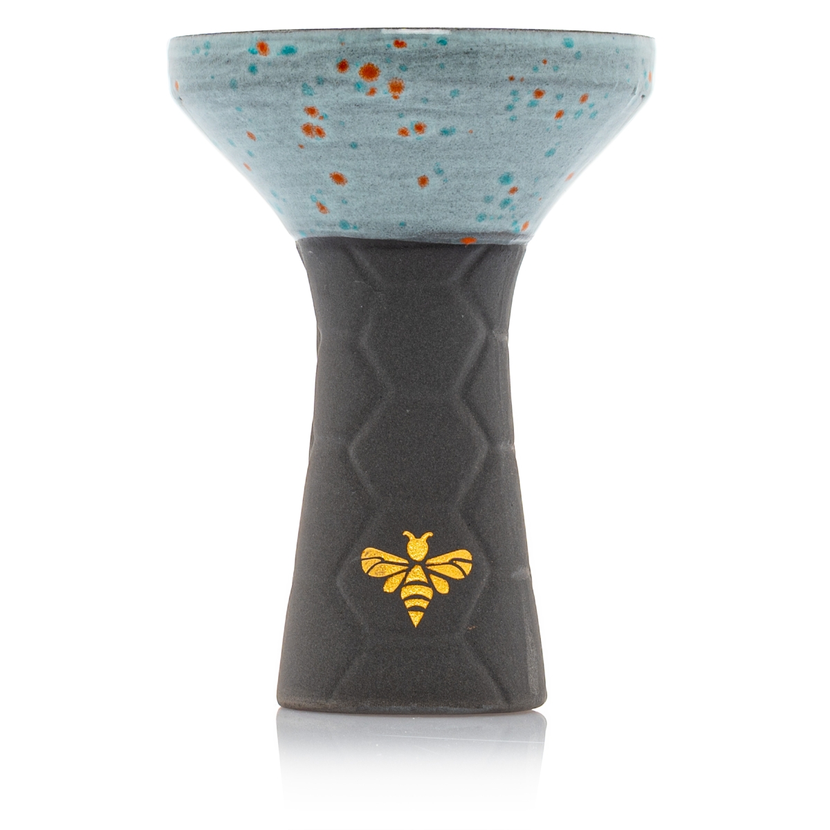 Bee Hookah Phunnel Black - Half Glazed White Orange Blue