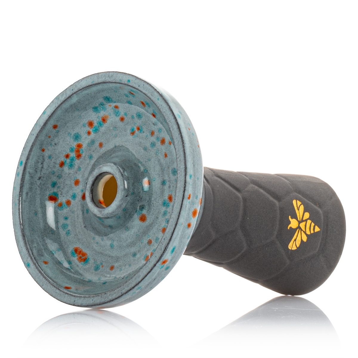 Bee Hookah Phunnel Black - Half Glazed White Orange Blue