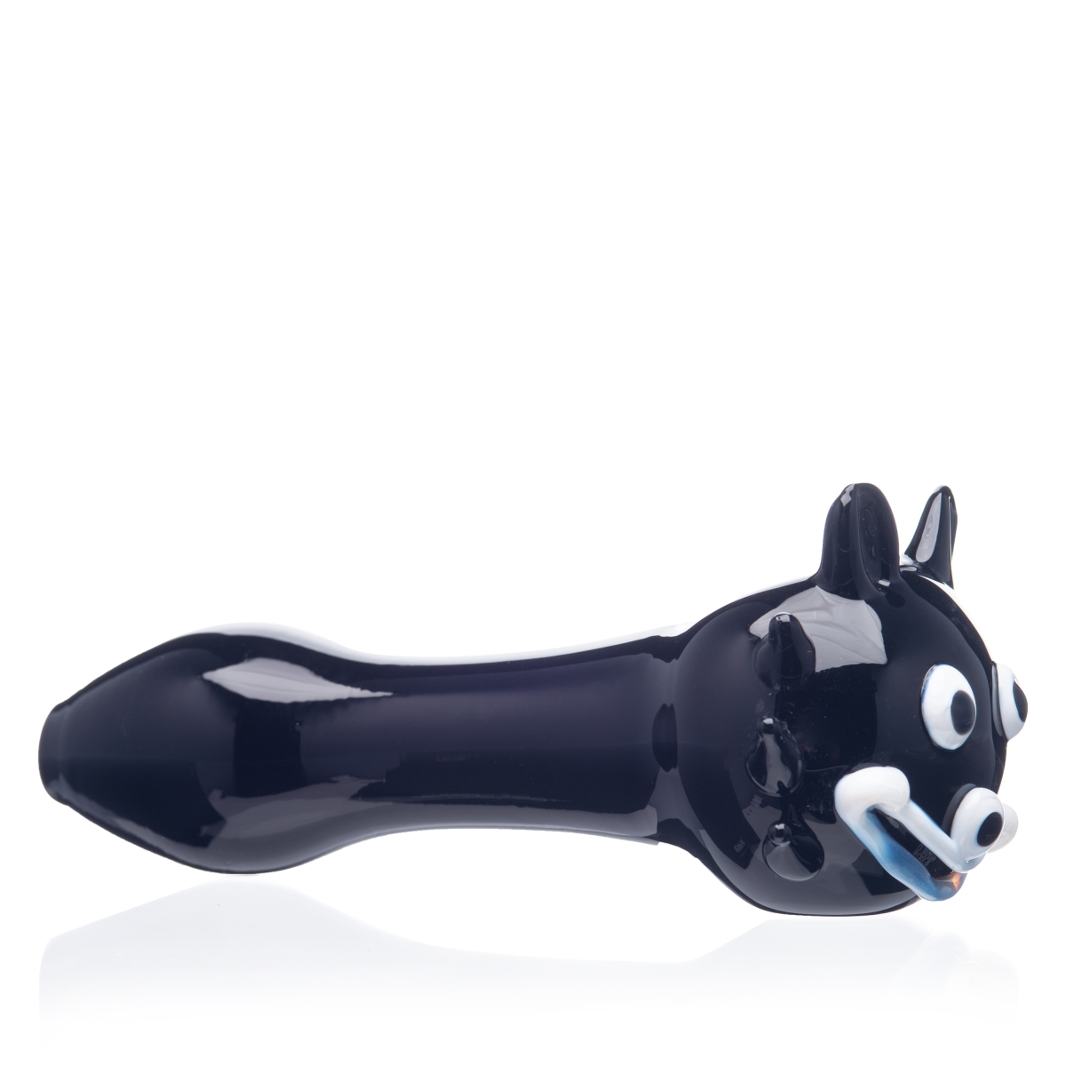 Handpfeife Glas Katze schwarz-weiss