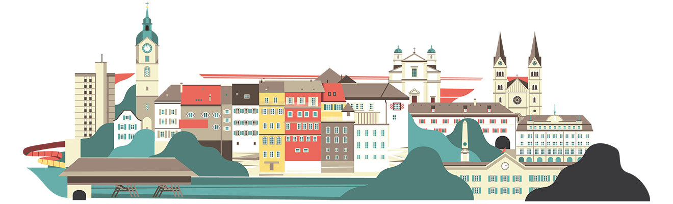 Grafik mit der Stadt Thun.